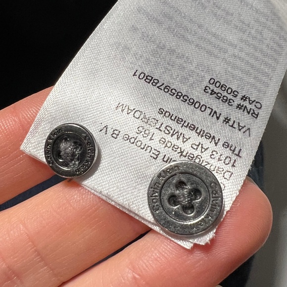 Calvin Klein Navy Blue Button Down Mens Casual Cotton Long Sleeve Shirt Top L - Picture 13 of 16